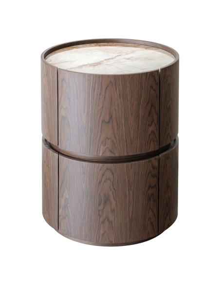 Round bedside table in wood veneer ELLERY | Loft Attitude