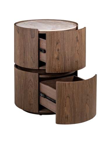 Round bedside table in wood veneer ELLERY | Loft Attitude