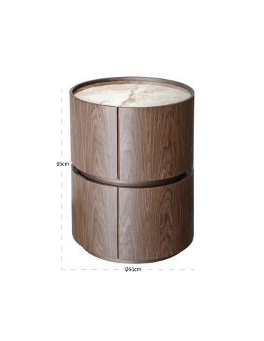 Runder Nachttisch Holzfurnier ELLERY | Loft Attitude