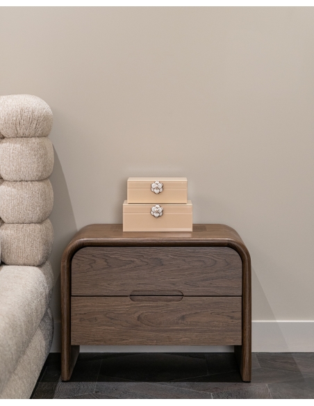Rounded wood veneer bedside table BEDFORD | Loft Attitude