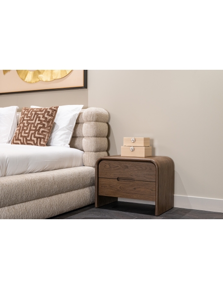 Mesa de cabeceira folheada a madeira arredondada BEDFORD | Loft Attitude