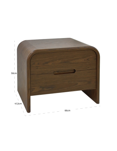 Comodino impiallacciato in legno arrotondato BEDFORD | Loft Attitude