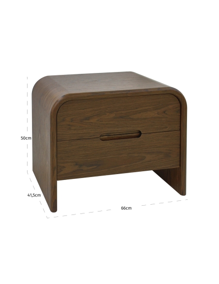 Comodino impiallacciato in legno arrotondato BEDFORD | Loft Attitude