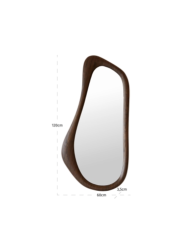 Wandspiegel kiezelvormig bruin hout BRIAR | Loft Attitude