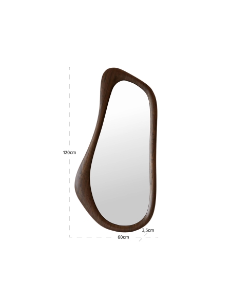 Brown wood pebble wall mirror BRIAR | Loft Attitude