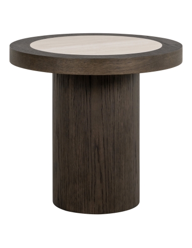 Table appoint travertine chêne NANDO | Loft Attitude