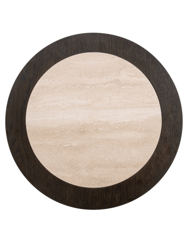 Table appoint travertine chêne NANDO | Loft Attitude