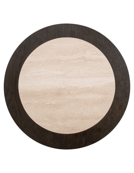 Table appoint travertine chêne NANDO | Loft Attitude
