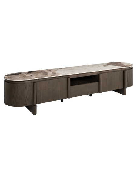 Ovale tv-meubel van keramiek LANGFORD | Loft Attitude