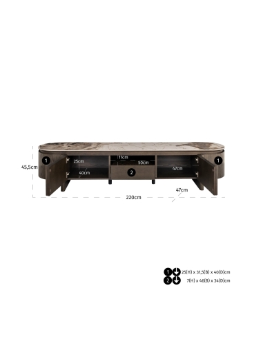 Mueble TV ovalado de cerámica LANGFORD | Loft Attitude