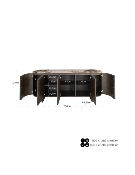 Oval ceramic sideboard LANGFORD | Loft Attitude