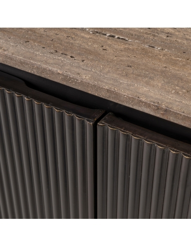 Buffet 4 Portes en Travertin Brun Cendré RUSSO