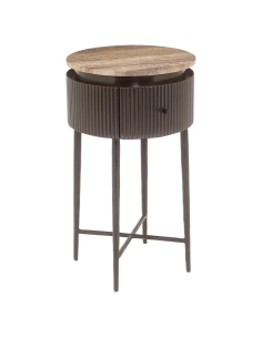 Table d'Appoint en Travertin Brun Cendré RUSSO