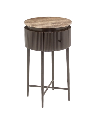 Bijzettafel van bruin asgrijs travertijn RUSSO