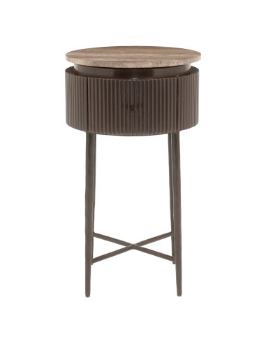 Brown Ash Travertine Side Table RUSSO