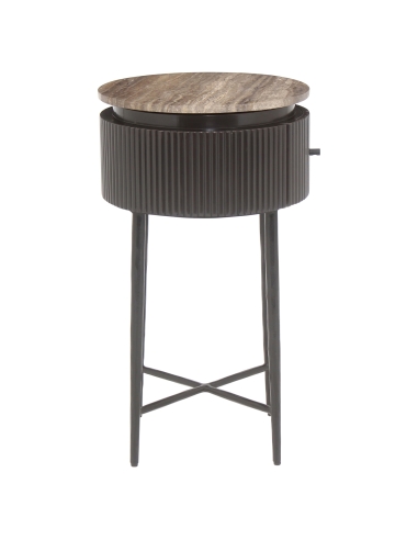 Mesa auxiliar de travertino marrón ceniza RUSSO