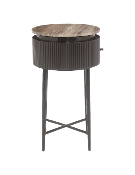 Brown Ash Travertine Side Table RUSSO