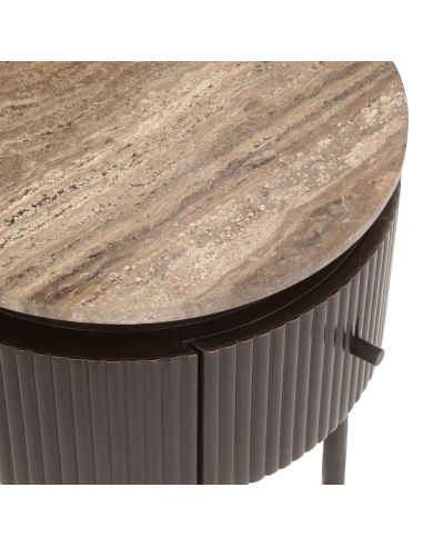 Brown Ash Travertine Side Table RUSSO