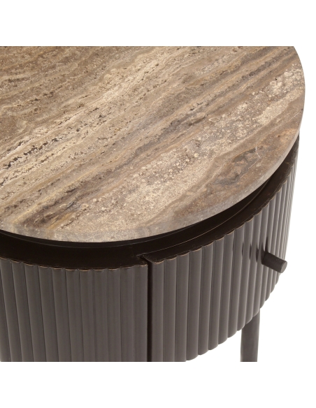 Brown Ash Travertine Side Table RUSSO