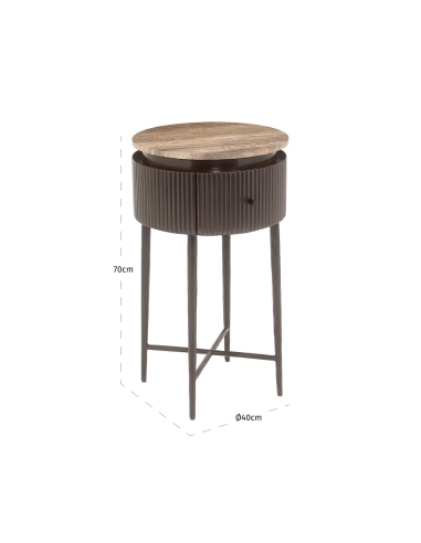 Bijzettafel van bruin asgrijs travertijn RUSSO