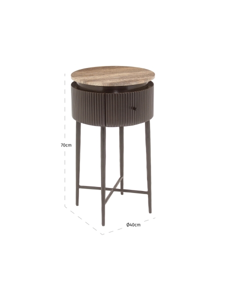 Brown Ash Travertine Side Table RUSSO