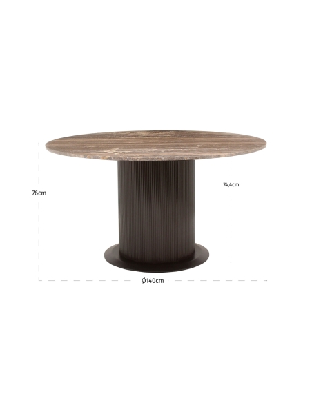 Mesa de Jantar Redonda 140 Castanho Cinza RUSSO - Richmond