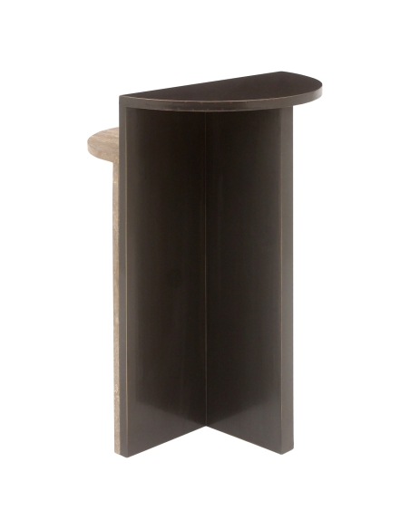 Travertine and Ash Brown Brass Side Table RUSSO