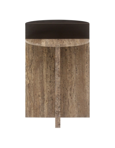 Travertine and Ash Brown Brass Side Table RUSSO
