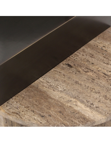 Mesa de Apoio Travertino e Latão Castanho Cinza RUSSO