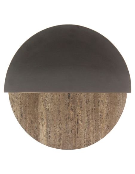 Travertine and Ash Brown Brass Side Table RUSSO