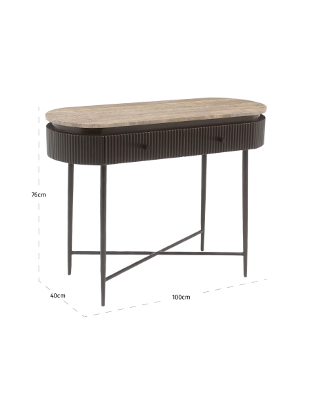 Consoletafel van travertijn en bruin asijzer RUSSO - Richmond