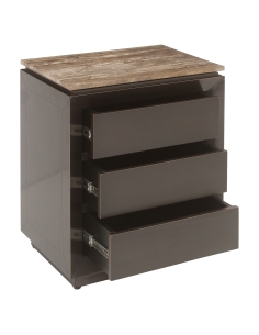 Russo Ash Brown Travertine Bedside Table - Richmond 2