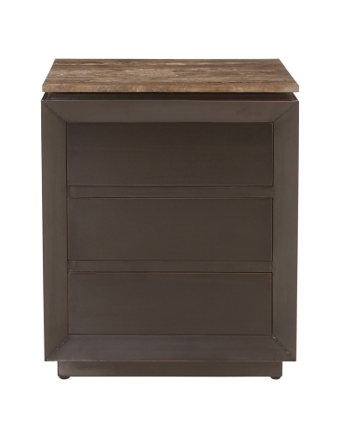 Russo Ash Brown Travertine Bedside Table - Richmond