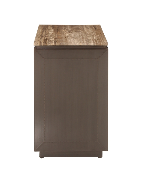 Russo Ash Brown Travertine Bedside Table - Richmond