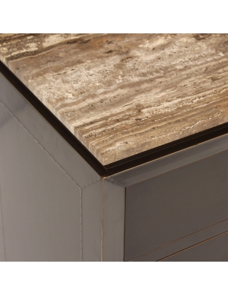 Russo Ash Brown Travertine Bedside Table - Richmond