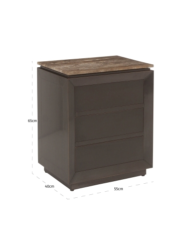 Russo Ash Brown Travertine Bedside Table - Richmond