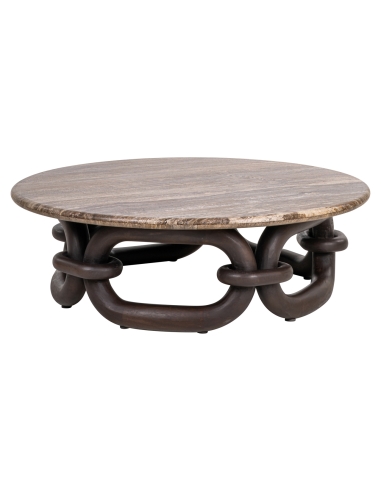 Mesa de Centro Travertino Castanho Cinza-escuro CHAINEY - Richmond