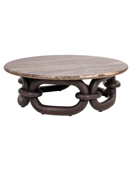 Table Basse Travertin Brun Cendré CHAINEY - Richmond
