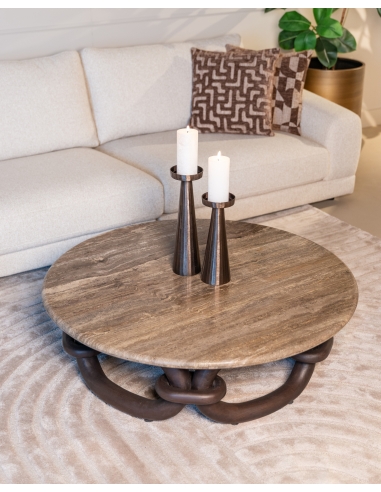 Table Basse Travertin Brun Cendré CHAINEY - Richmond