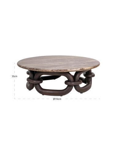 Table Basse Travertin Brun Cendré CHAINEY - Richmond