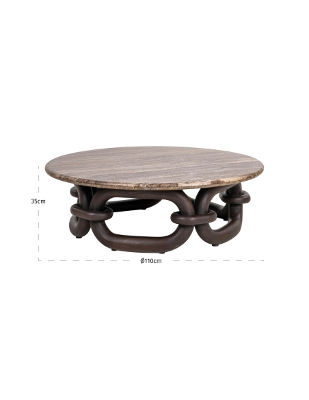 Mesa de Centro Travertino Castanho Cinza-escuro CHAINEY - Richmond