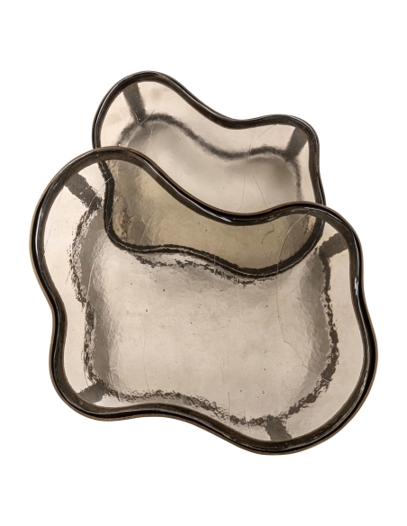 Salontafels van gegoten glas antiek messing FAIRFIELD