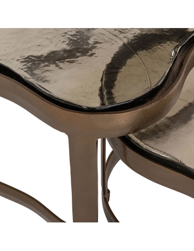 Molded Glass Antique Brass Coffee Tables FAIRFIELD