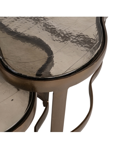Molded Glass Antique Brass Coffee Tables FAIRFIELD