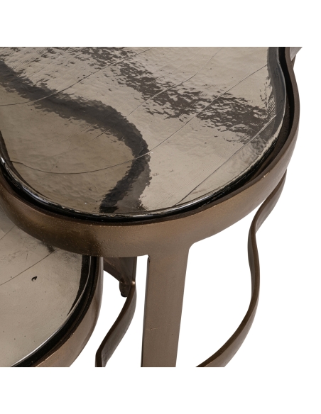 Tables Basses Verre Moulé Laiton Antique FAIRFIELD