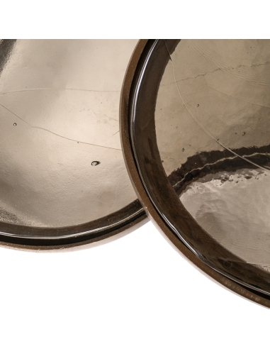 Molded Glass Antique Brass Coffee Tables FAIRFIELD