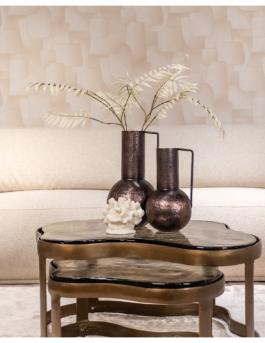 Molded Glass Antique Brass Coffee Tables FAIRFIELD