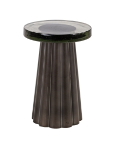 Table d'Appoint Verre Moulé Laiton Antique BARWICK