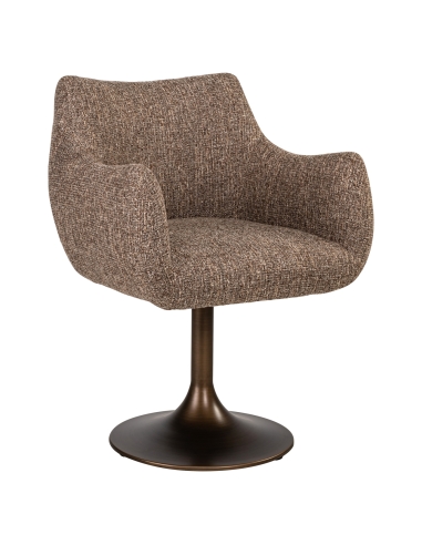 Poltrona Giratória Tweed Castanho ALDO - Richmond Interiors