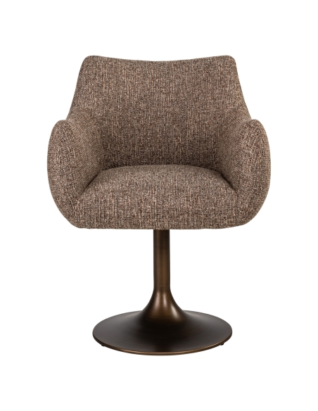Poltrona Giratória Tweed Castanho ALDO - Richmond Interiors